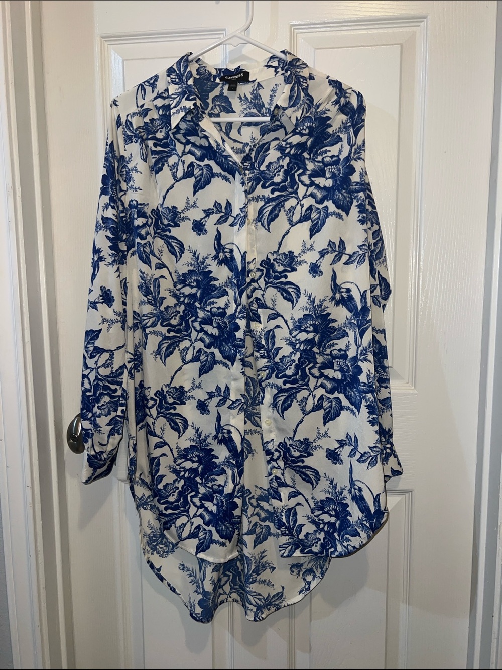 Express Cream Tunic with Blue Floral Print